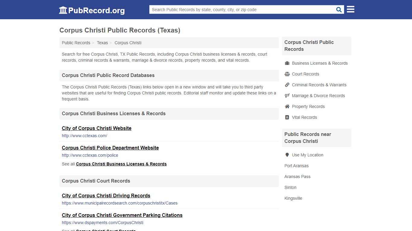 Free Corpus Christi Public Records (Texas Public Records) - PubRecord.org
