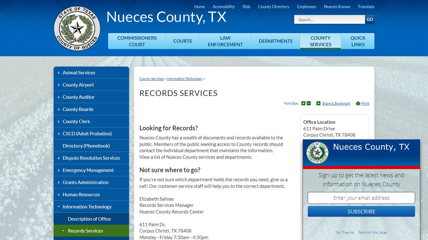 Records Services | Nueces County, TX